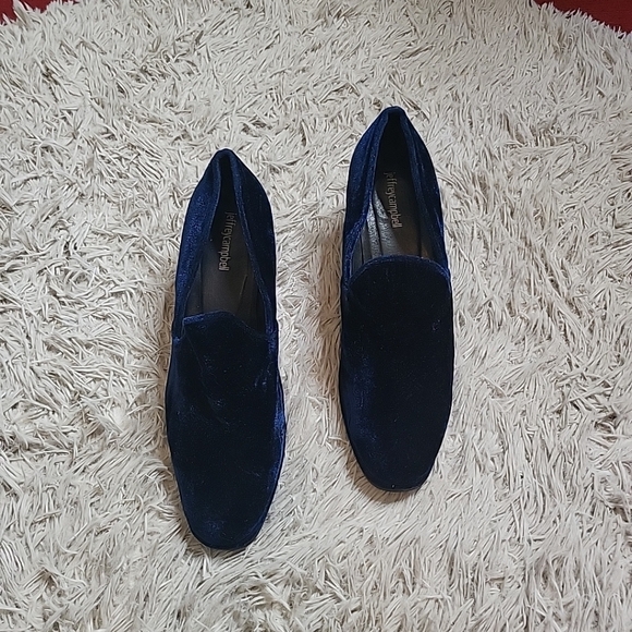 Womens Jeffrey Campbell McGavin Heel Loafers Blue Velvet Velour Size 11 Regency - Picture 3 of 9
